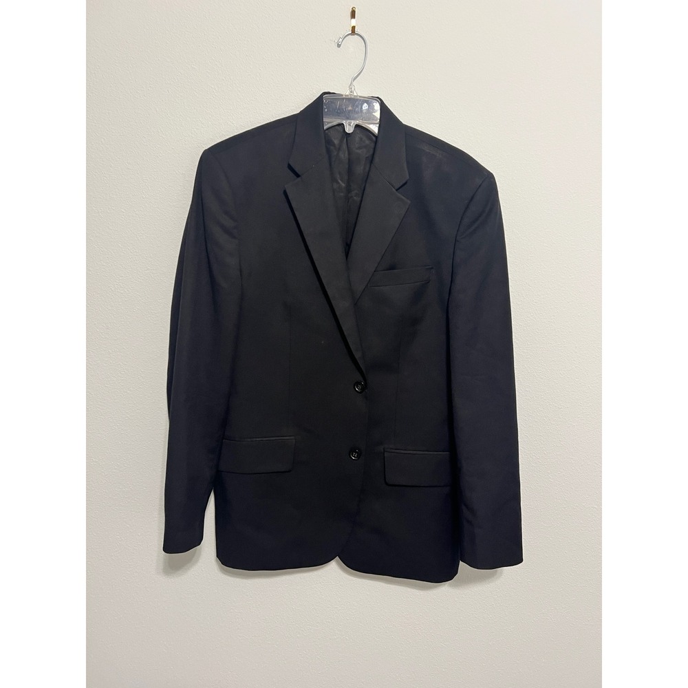 Banana Republic Mens Black 100% Wool Two Button Blazer Jacket 42R Notch Lapel
